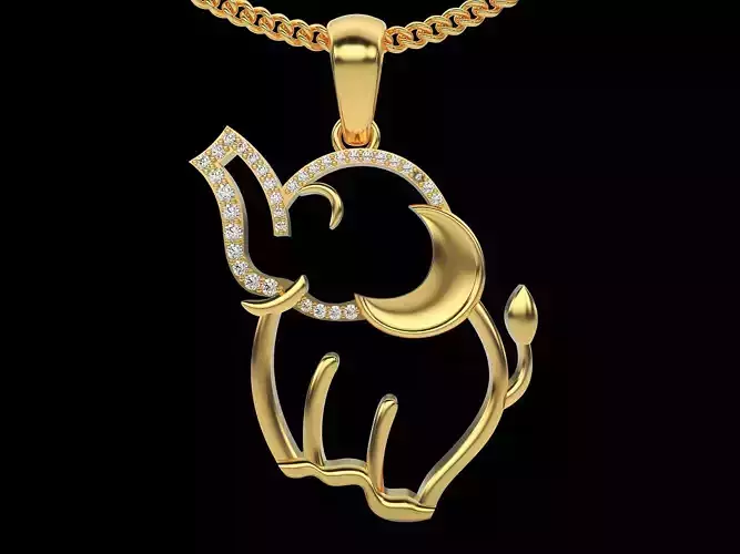 Fantasy Elephent pendant  gold  printable jewelry 