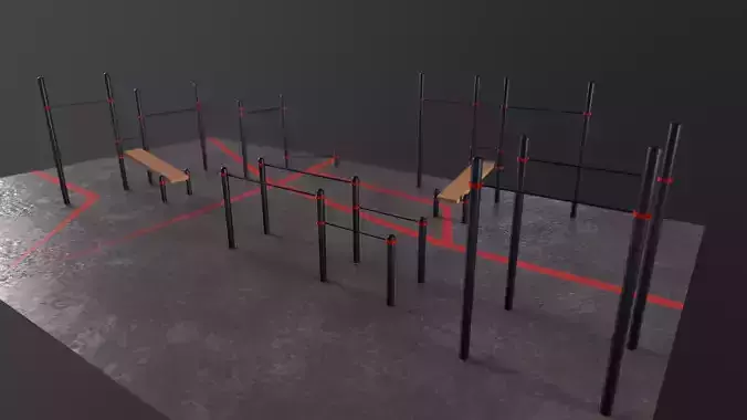 Workout Park PBR low poly mobile game environment