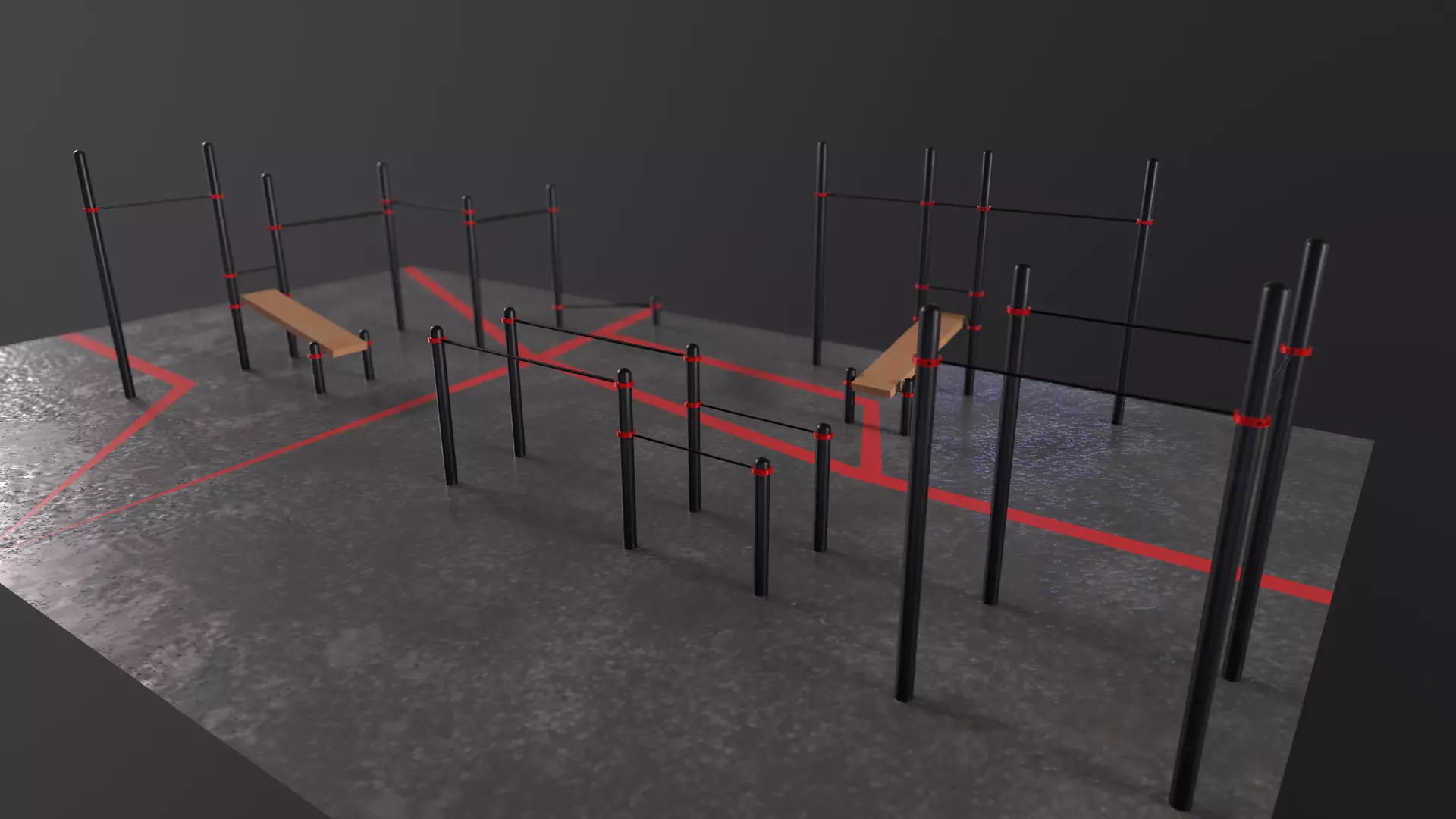 Workout Park PBR low poly mobile game environment Free low-poly 3D model