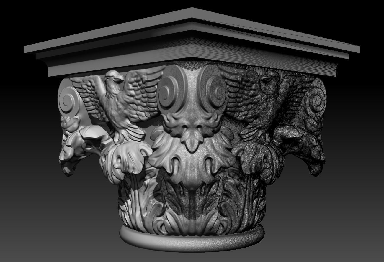 9 Romanic and Gothic capitals 3D model_15