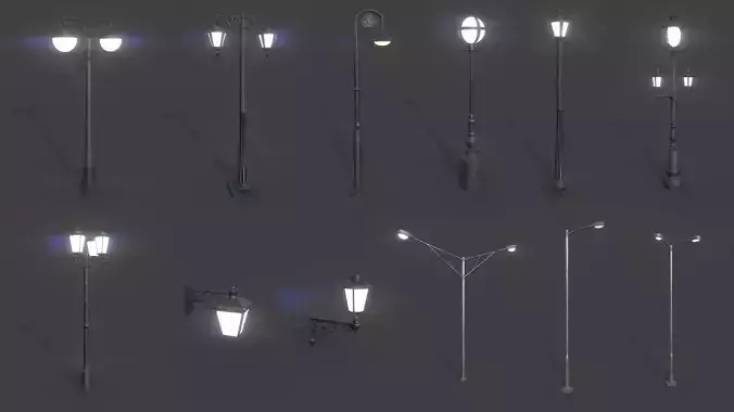Urban Lights Pack 3D Model Collection