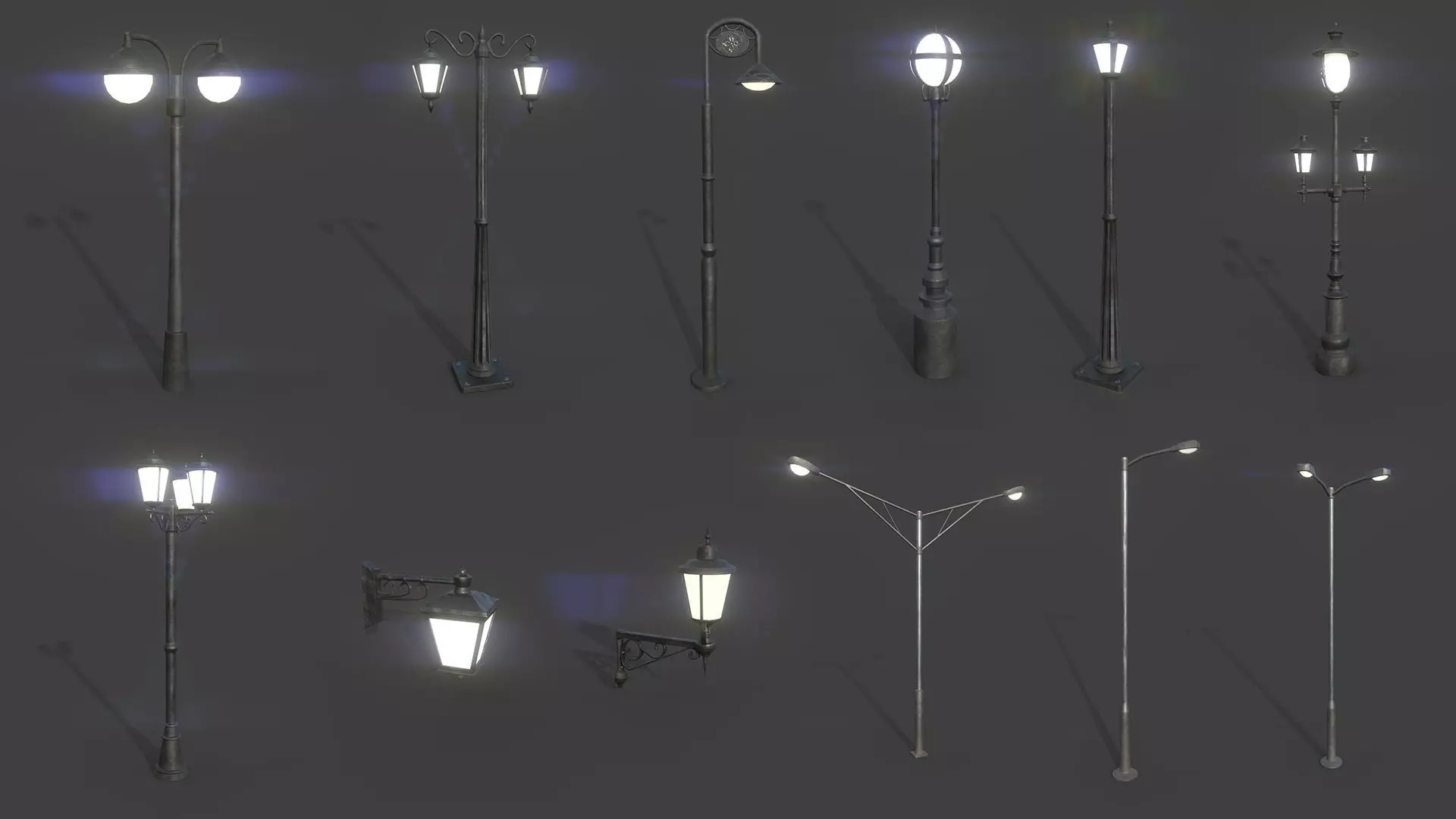 Urban Lights Pack 3D Model Collection_0