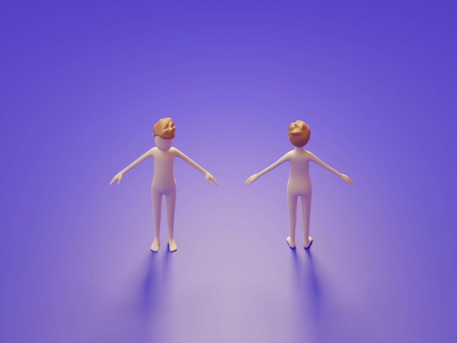 Low Poly 3D Character Base Body People Illustration Set Low-poly 3D model_4