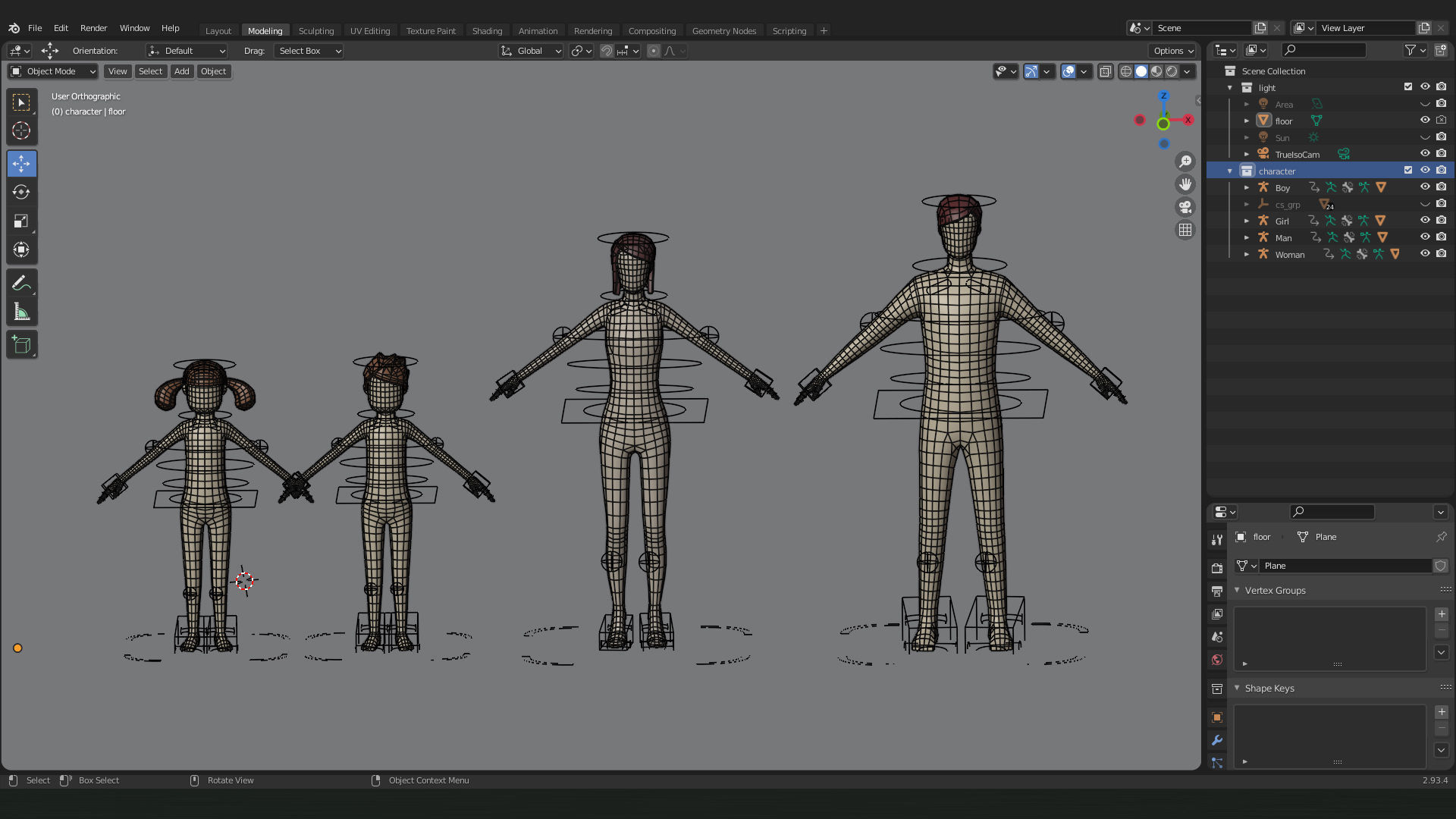 Low Poly 3D Character Base Body People Illustration Set Low-poly 3D model_19