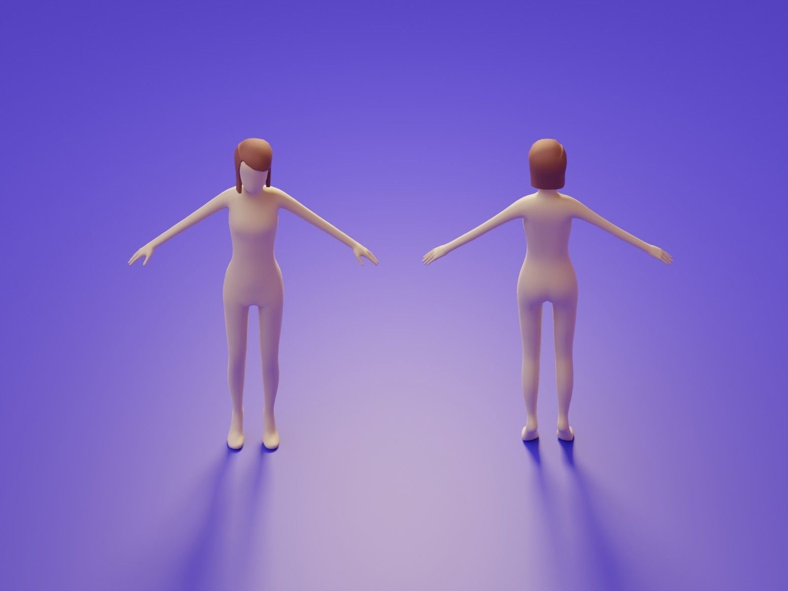 Low Poly 3D Character Base Body People Illustration Set Low-poly 3D model_16