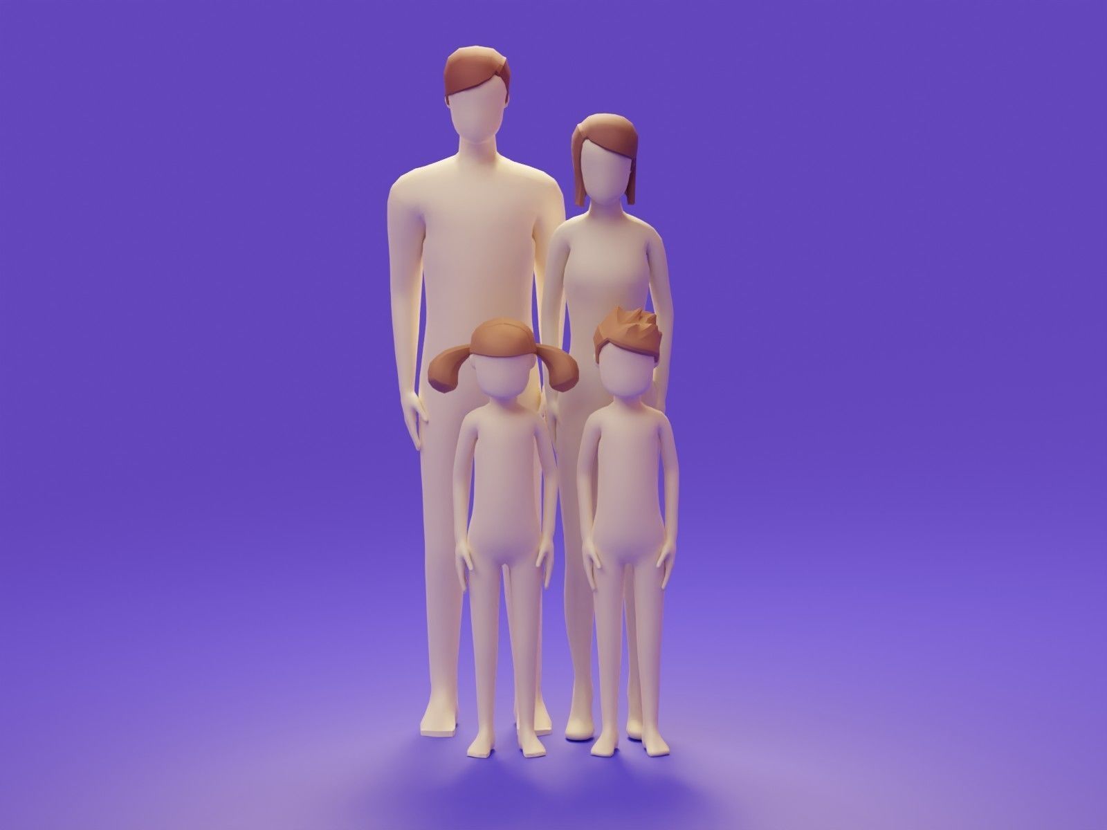 Low Poly 3D Character Base Body People Illustration Set Low-poly 3D model_2