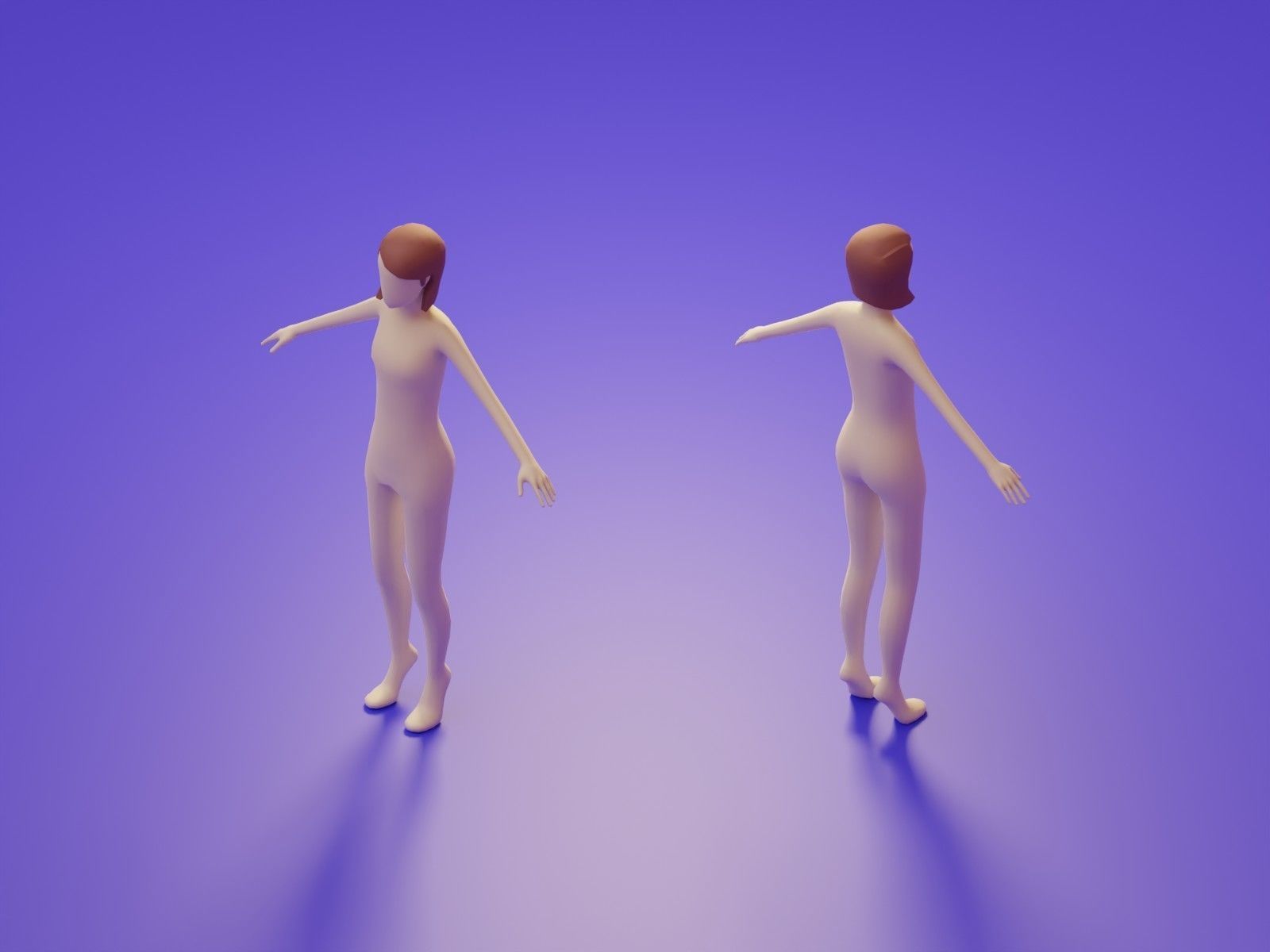 Low Poly 3D Character Base Body People Illustration Set Low-poly 3D model_18