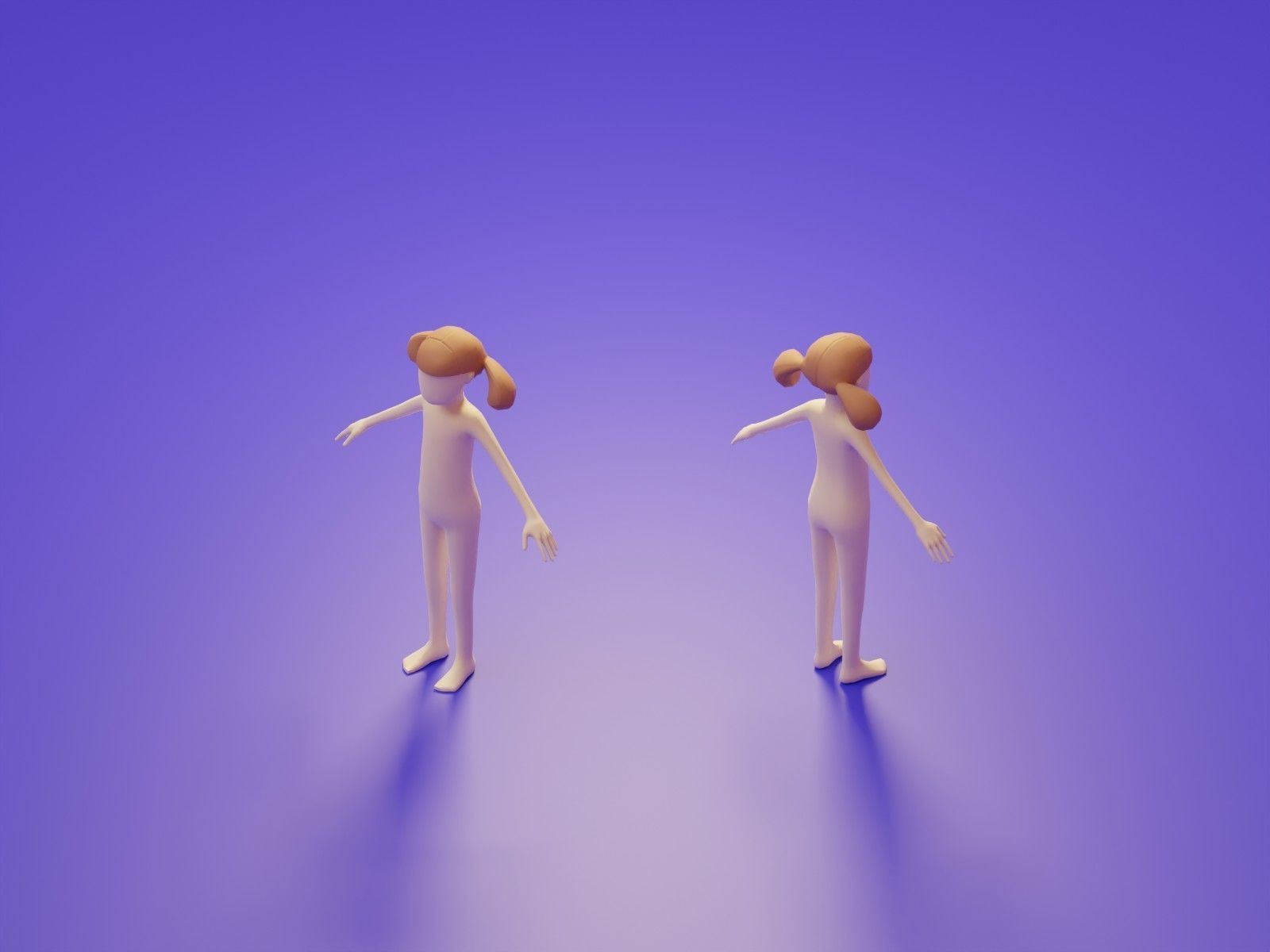 Low Poly 3D Character Base Body People Illustration Set Low-poly 3D model_10