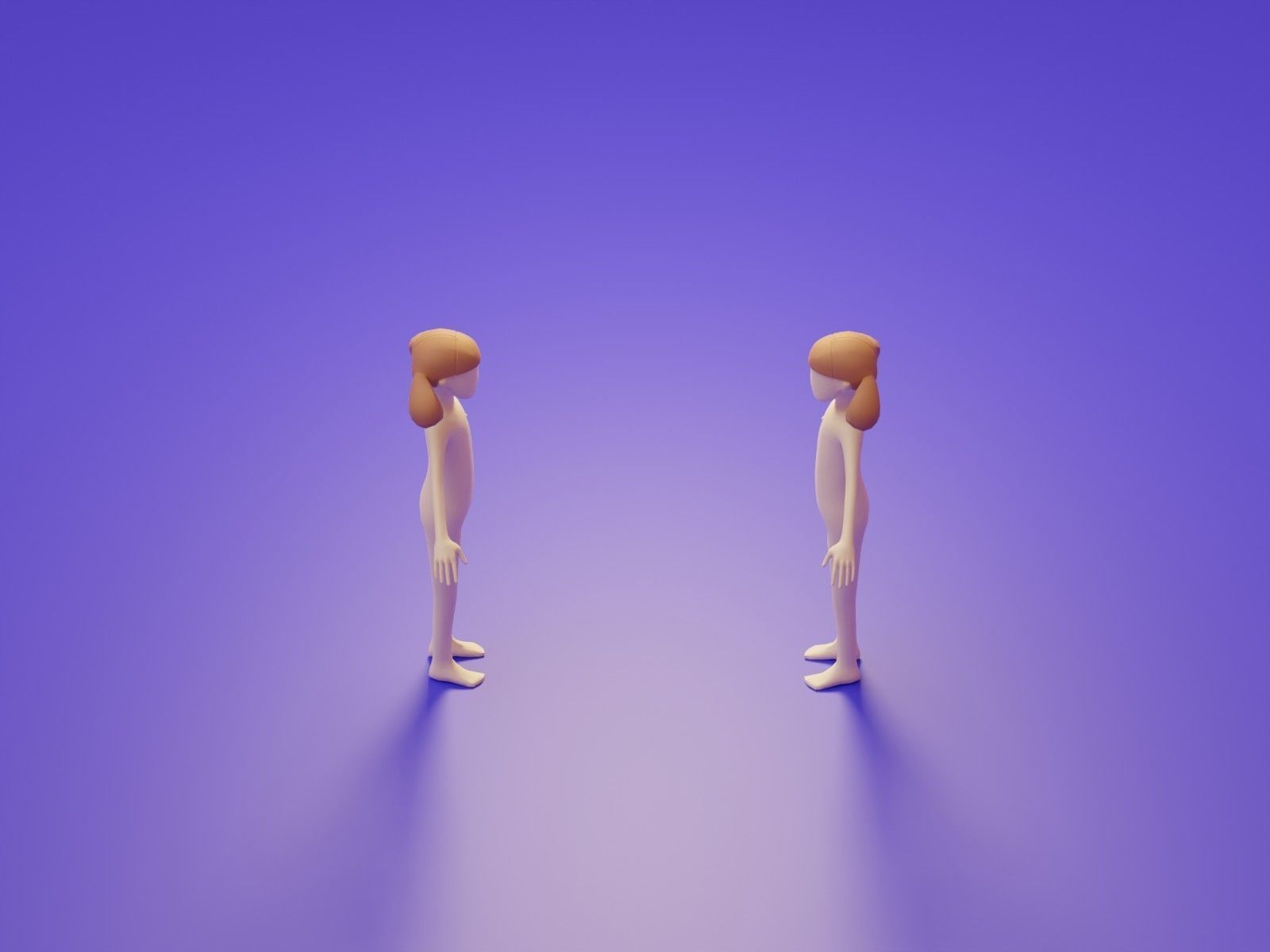 Low Poly 3D Character Base Body People Illustration Set Low-poly 3D model_9