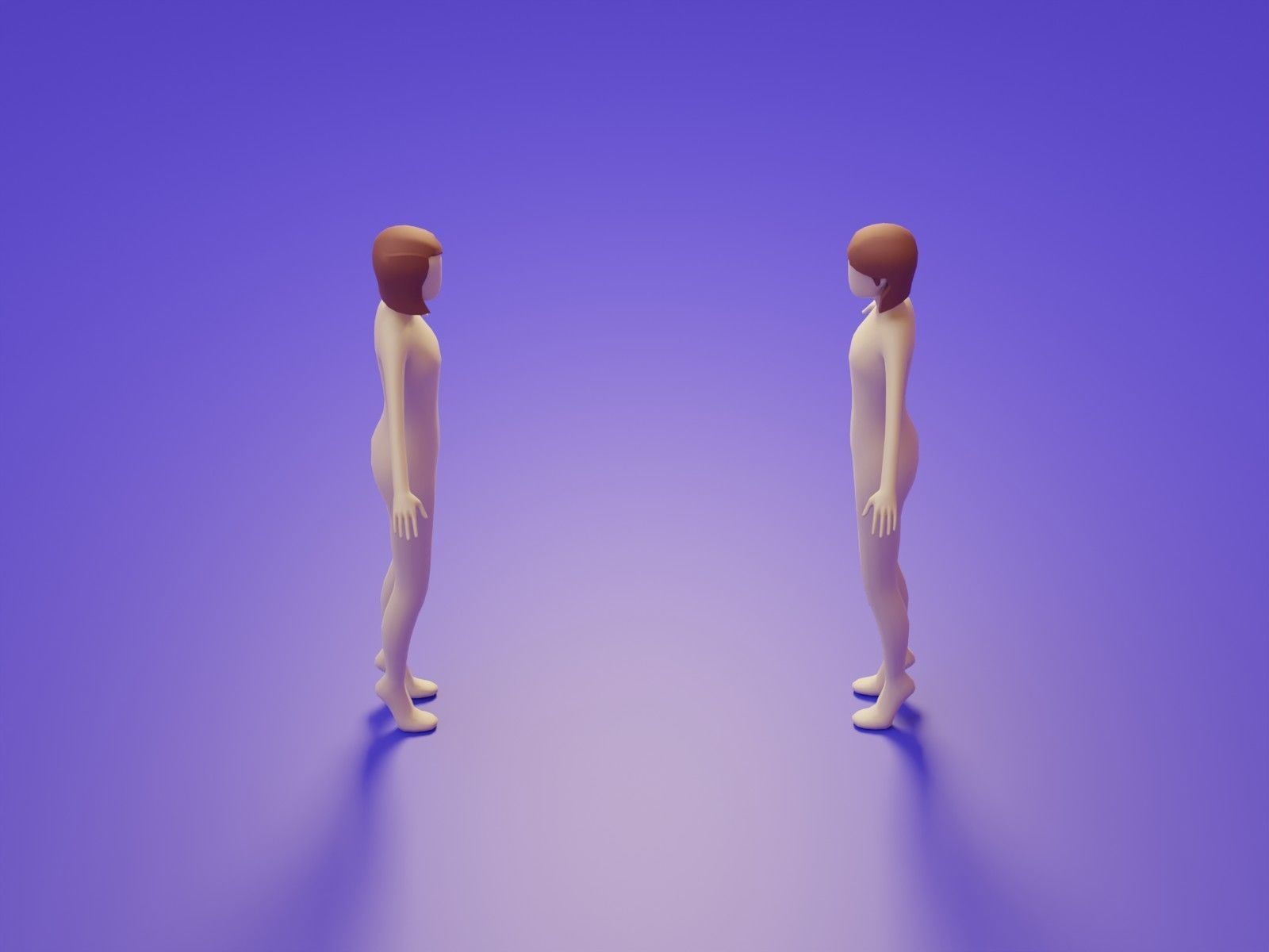 Low Poly 3D Character Base Body People Illustration Set Low-poly 3D model_17