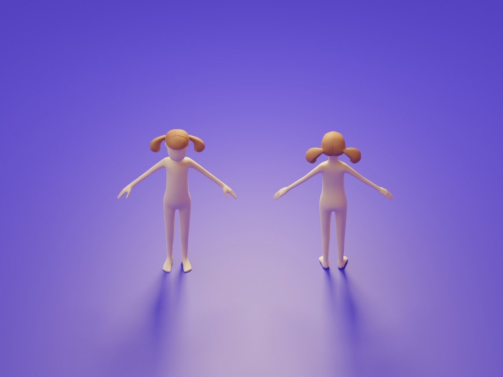 Low Poly 3D Character Base Body People Illustration Set Low-poly 3D model_8
