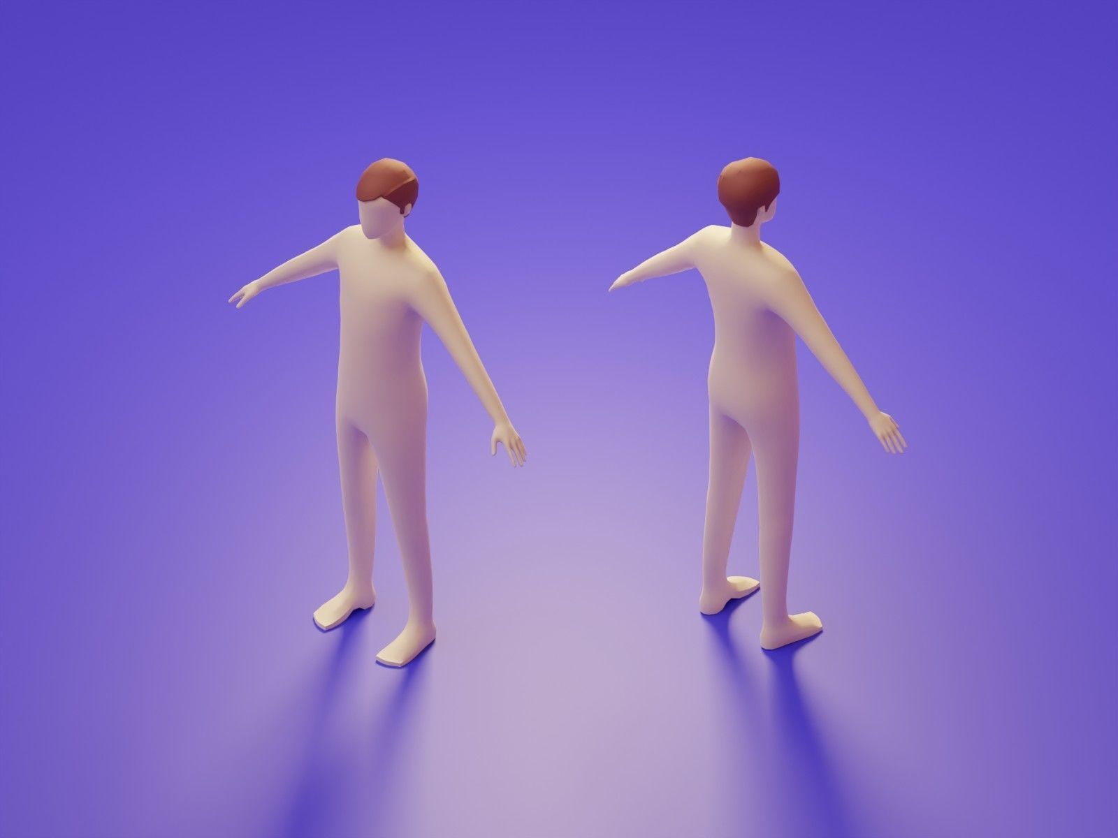 Low Poly 3D Character Base Body People Illustration Set Low-poly 3D model_14