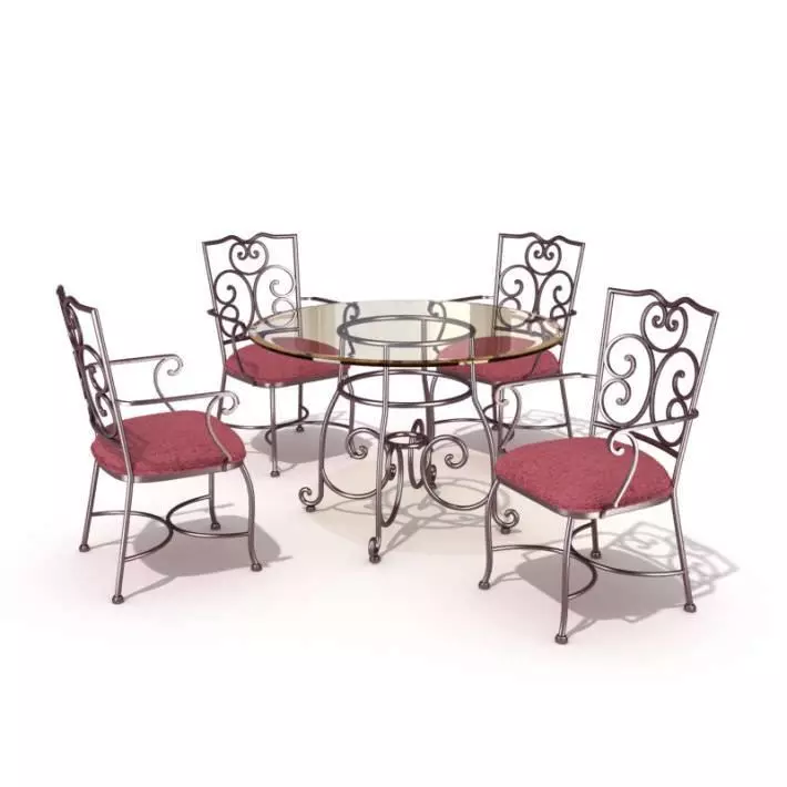 Glass Table And Chair Set 3D model_0