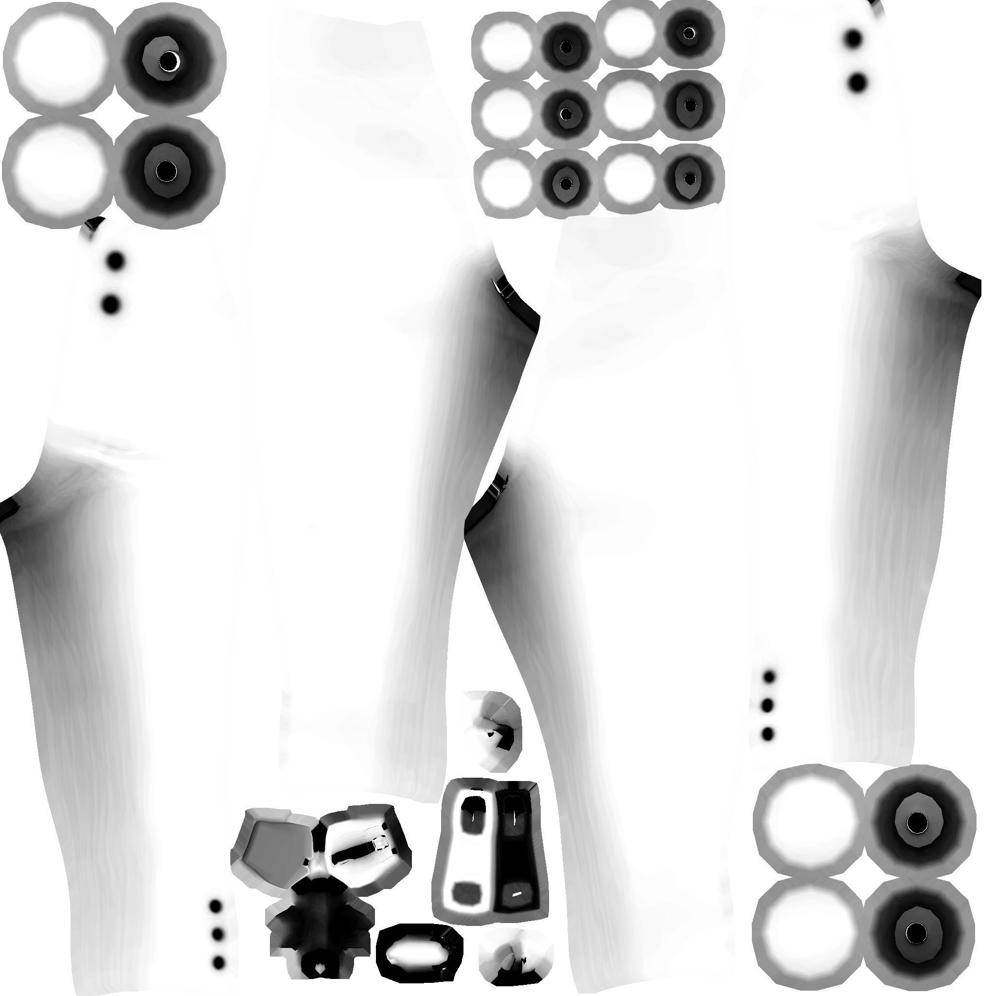 High Waist Double Buttons Capri Pants Low-poly 3D model_9