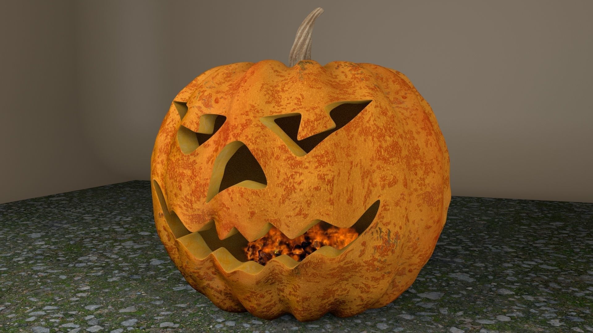 pumpkin with burning coals 3D model_4
