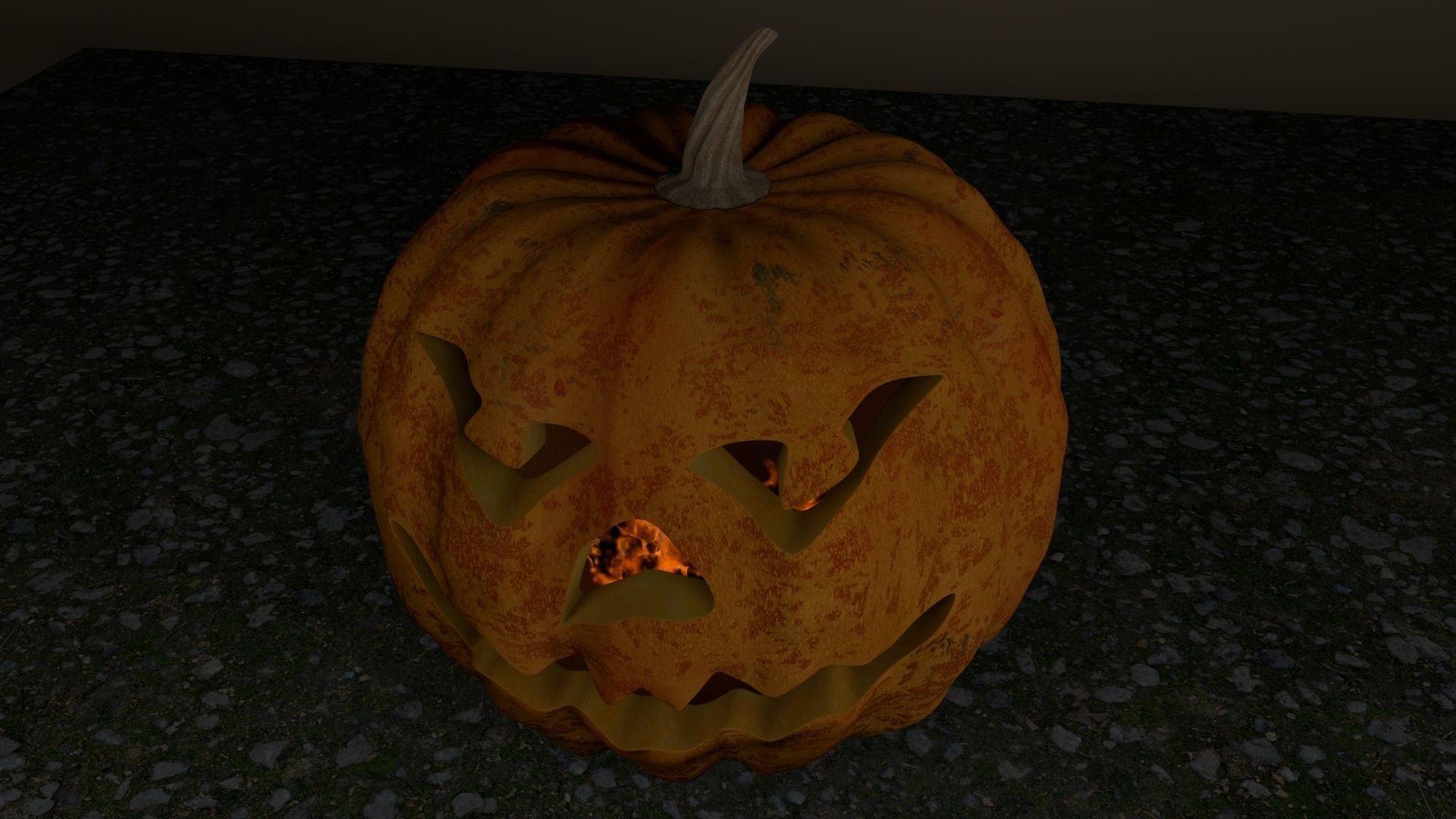 pumpkin with burning coals 3D model_2