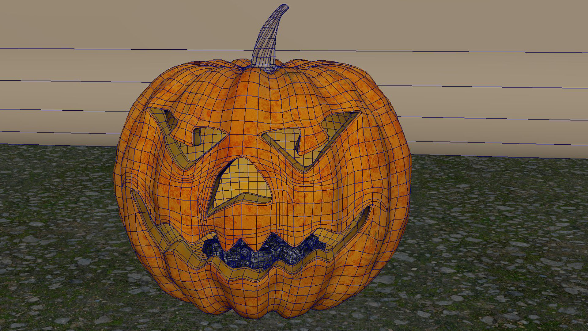 pumpkin with burning coals 3D model_17