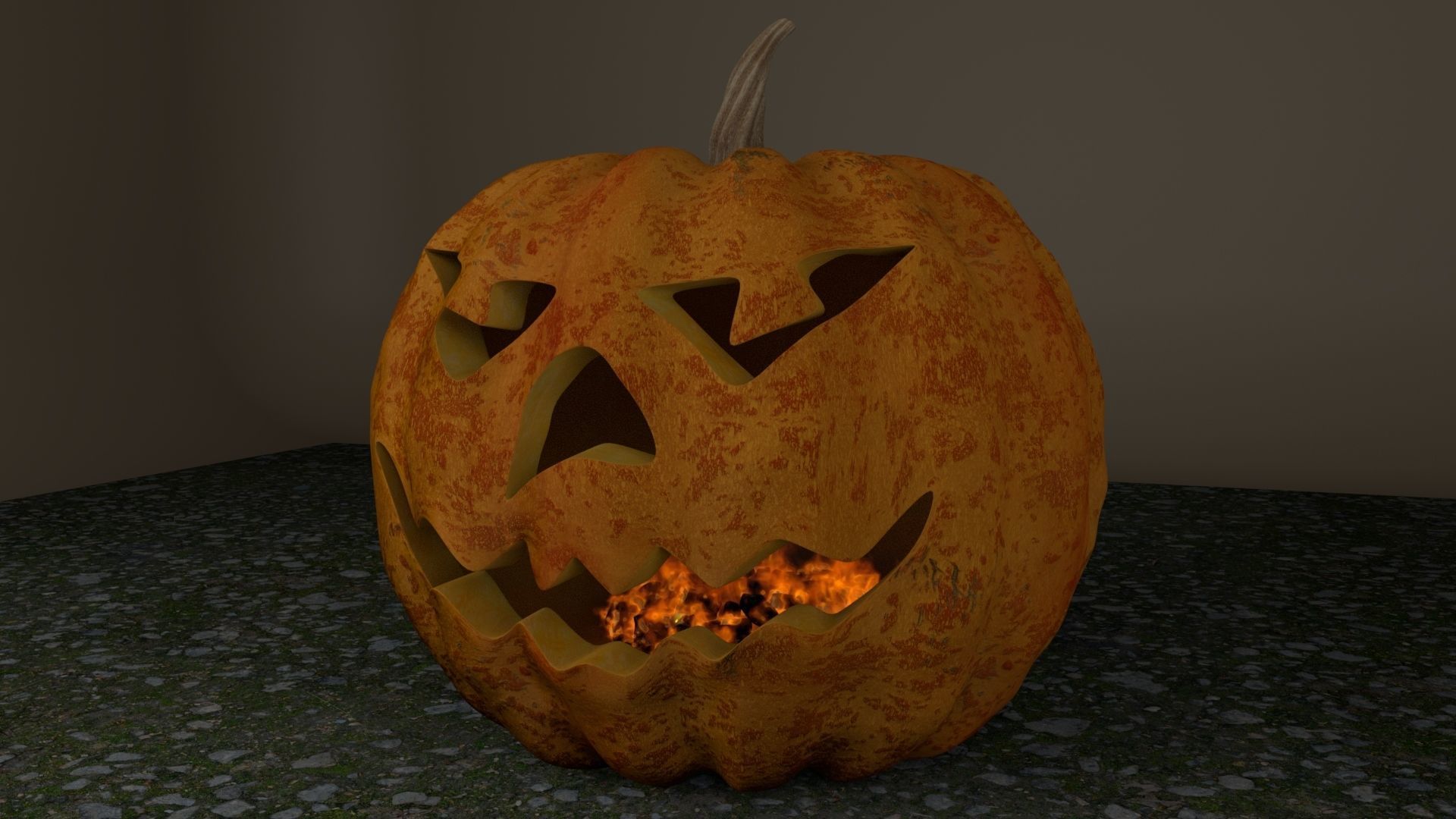 pumpkin with burning coals 3D model_3