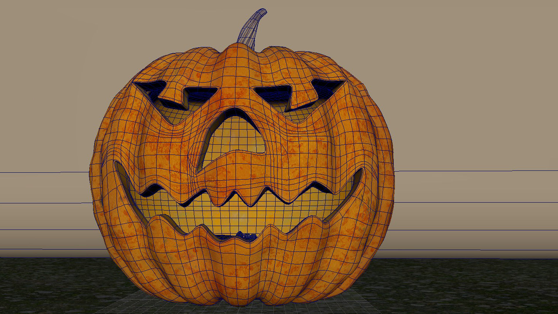 pumpkin with burning coals 3D model_14