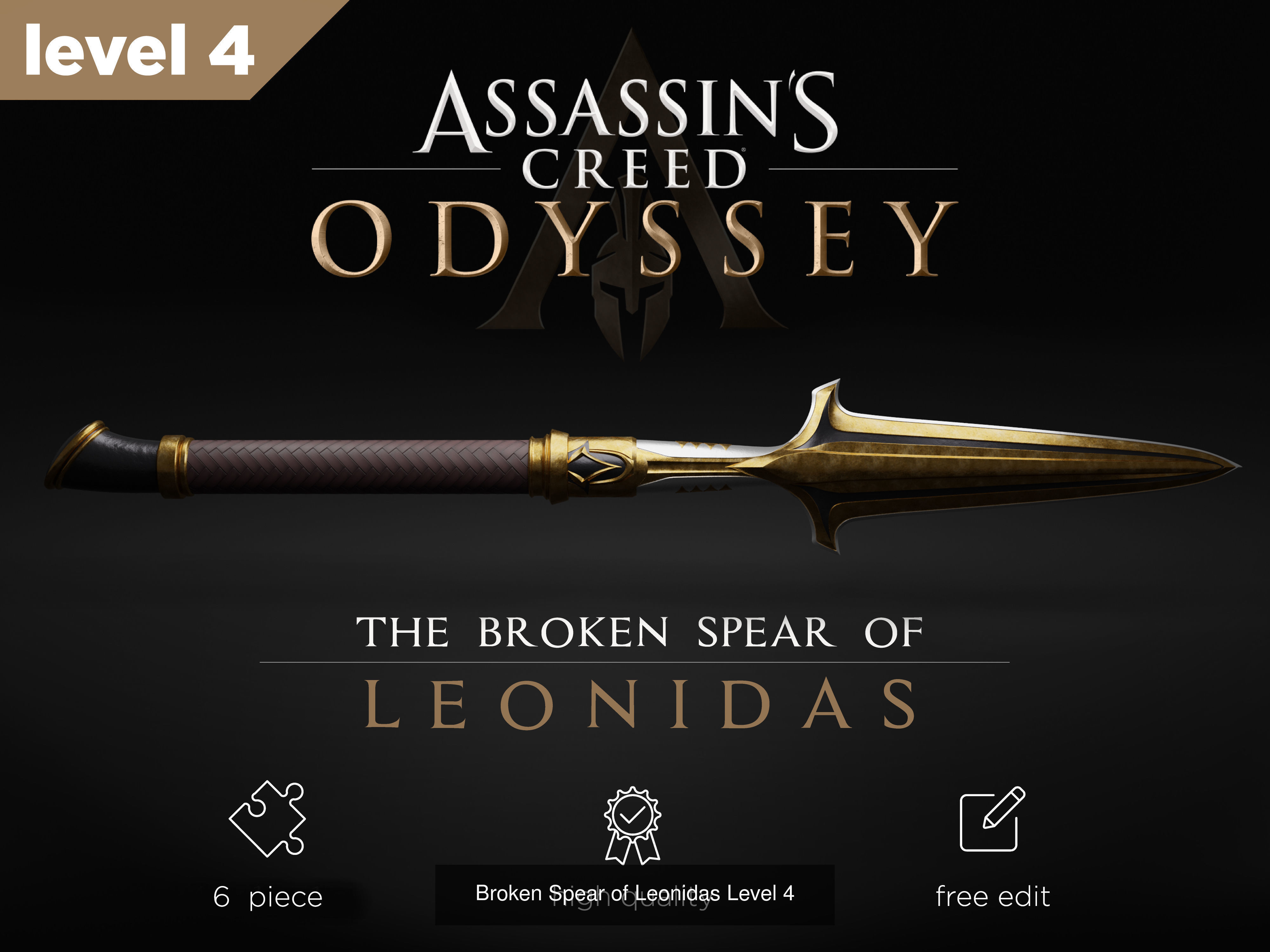 Broken Spear of Leonidas Level 4-6 3D Model Collection_3