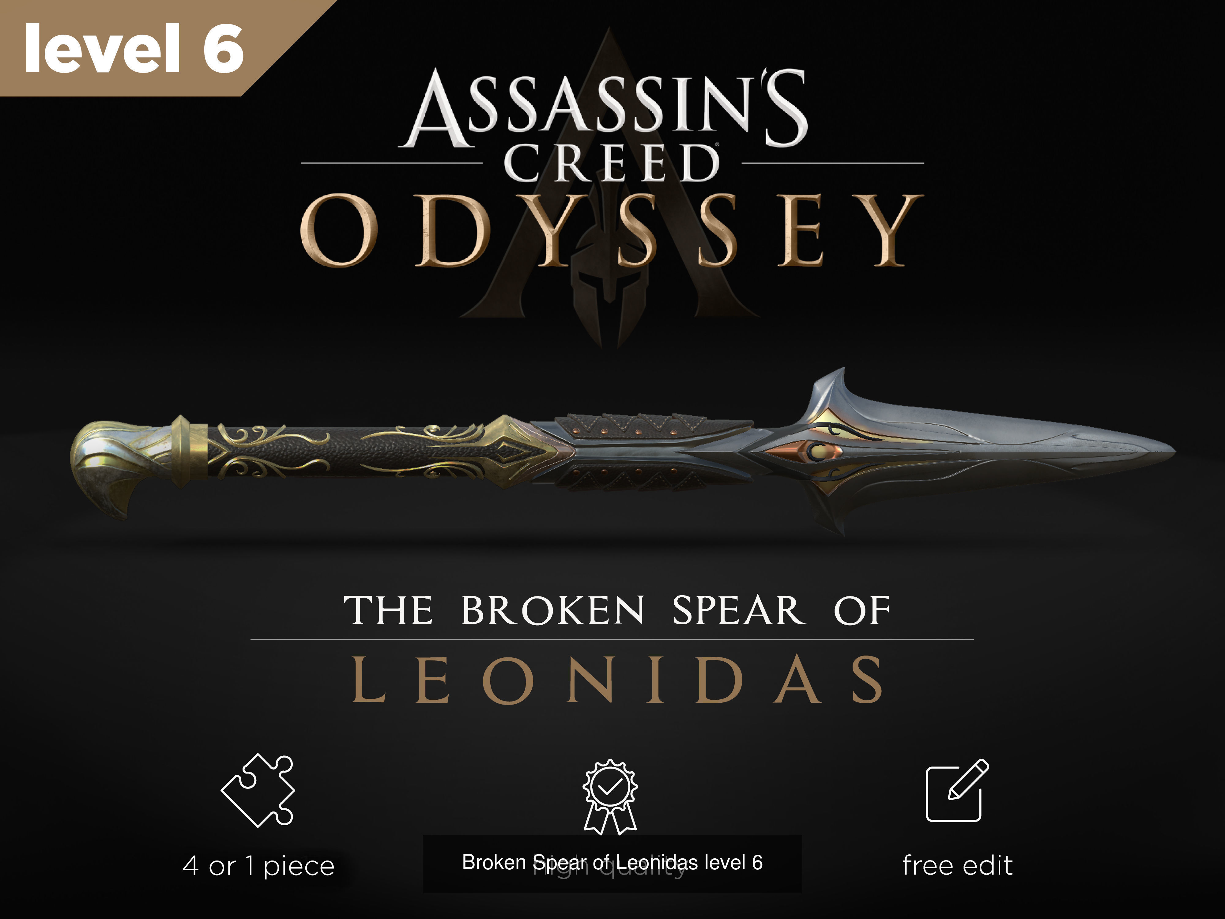 Broken Spear of Leonidas Level 4-6 3D Model Collection_2