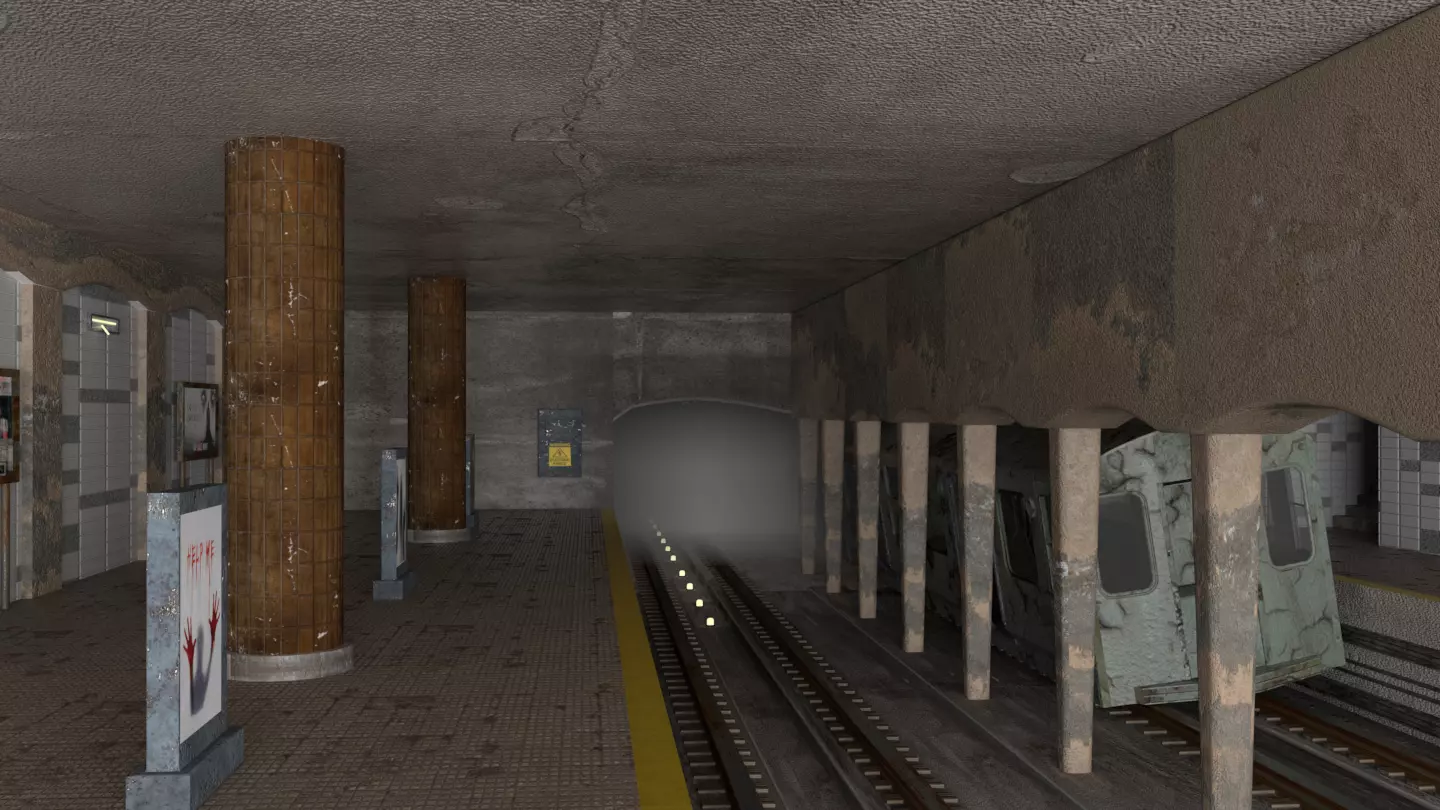 Abandoned Ghost Metro Subway Station In Horror Style 3D model