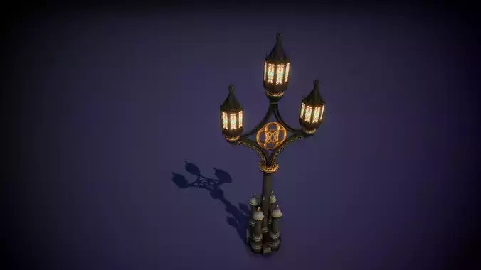 Gothic Lamppost 001 Low-poly 3D model