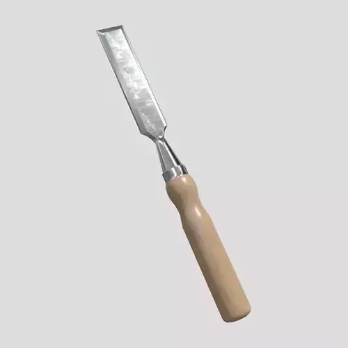 Chisel tool with wooden handle Low-poly 3D model