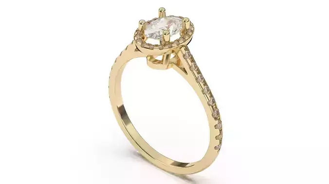 Oval Engagement Ring  With Round Diamonds 3D print model