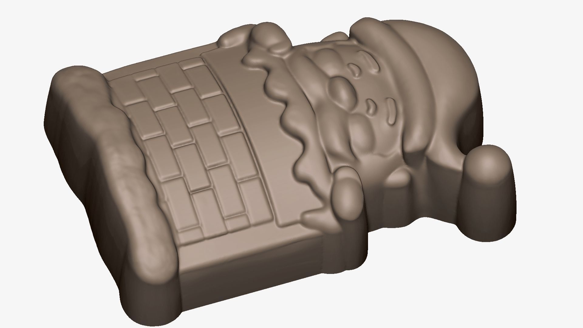 Santa in chimney 3D Printing for Mould and Sticker fridgie 3D print model_1