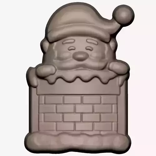 Santa in chimney 3D Printing for Mould and Sticker fridgie 3D print model