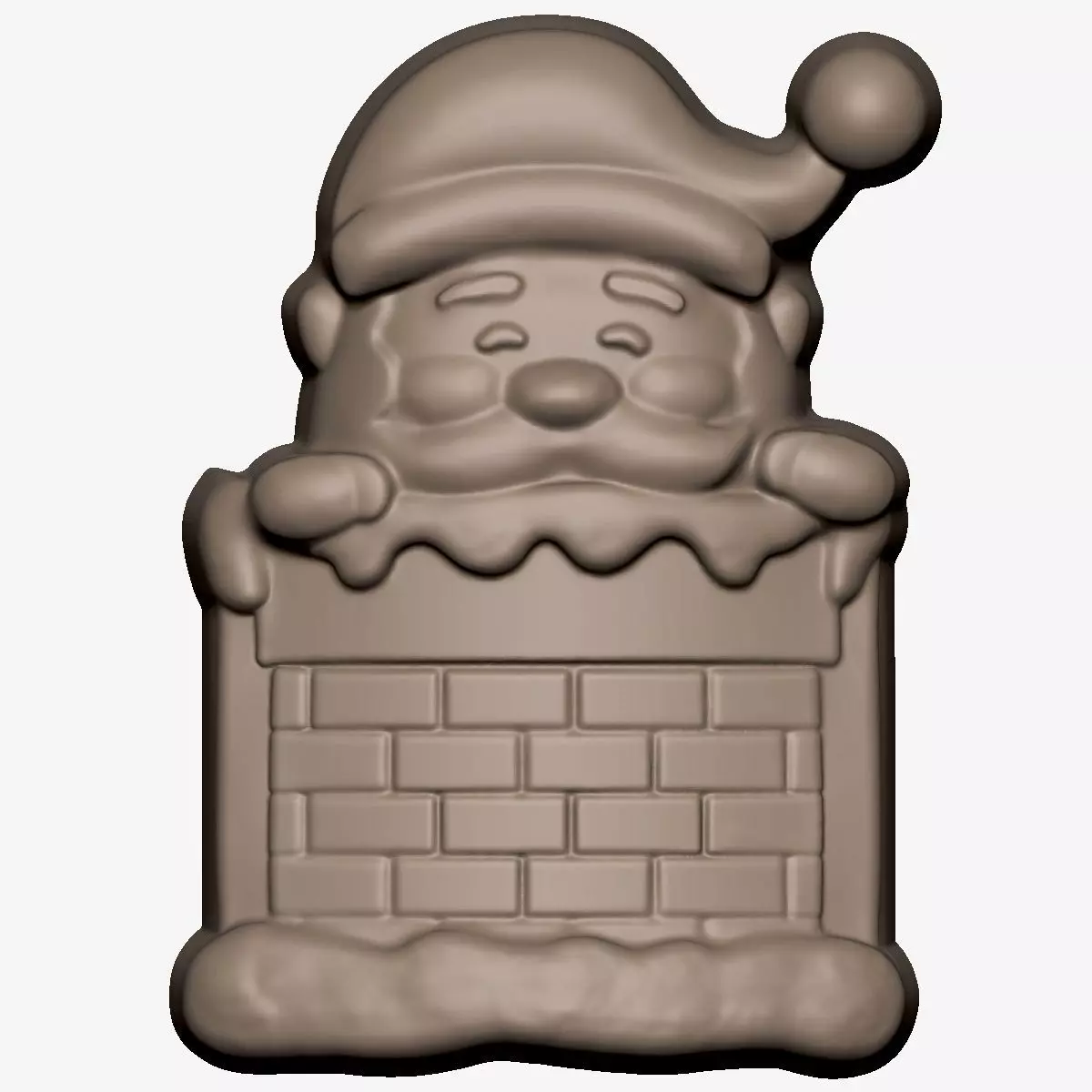 Santa in chimney 3D Printing for Mould and Sticker fridgie 3D print model_0