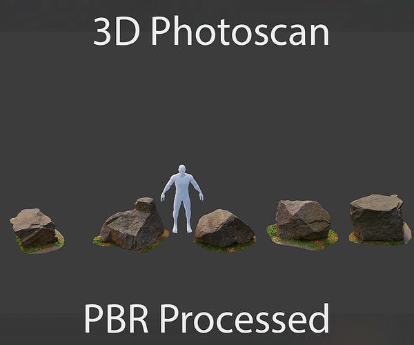 5x Rocks Set Stone collection boulder  Low-poly 3D model