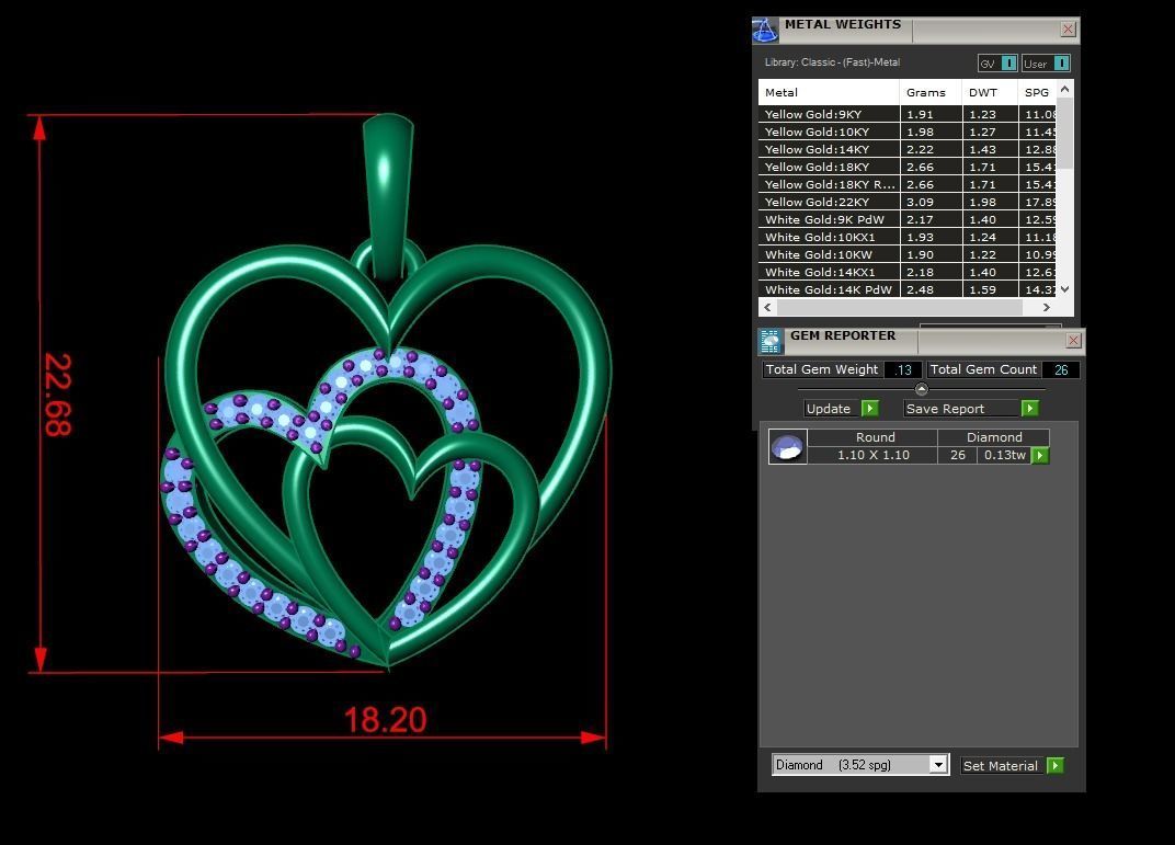 Hearts Jewelry Pendant 3D print model_1