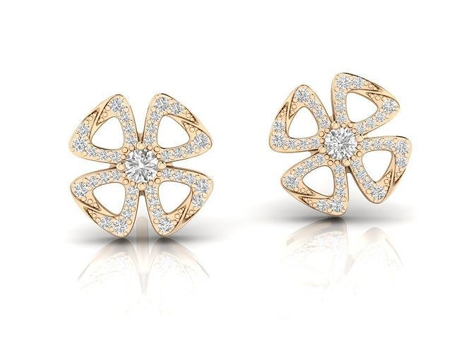 Earrings 9 pair of gold stud with diamonds 3D print model