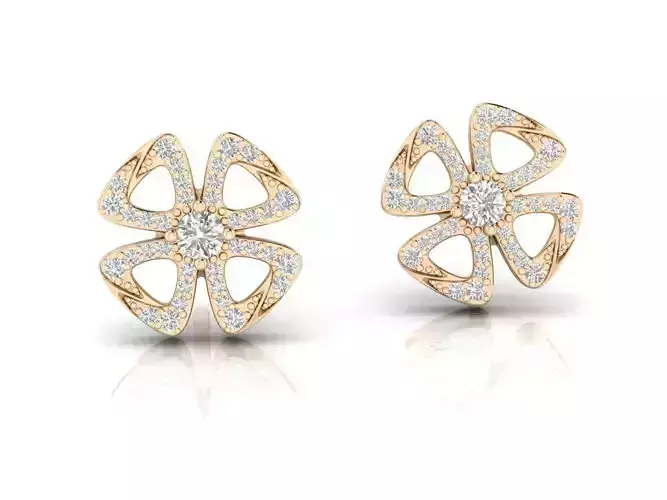 Earrings 9 pair of gold stud with diamonds