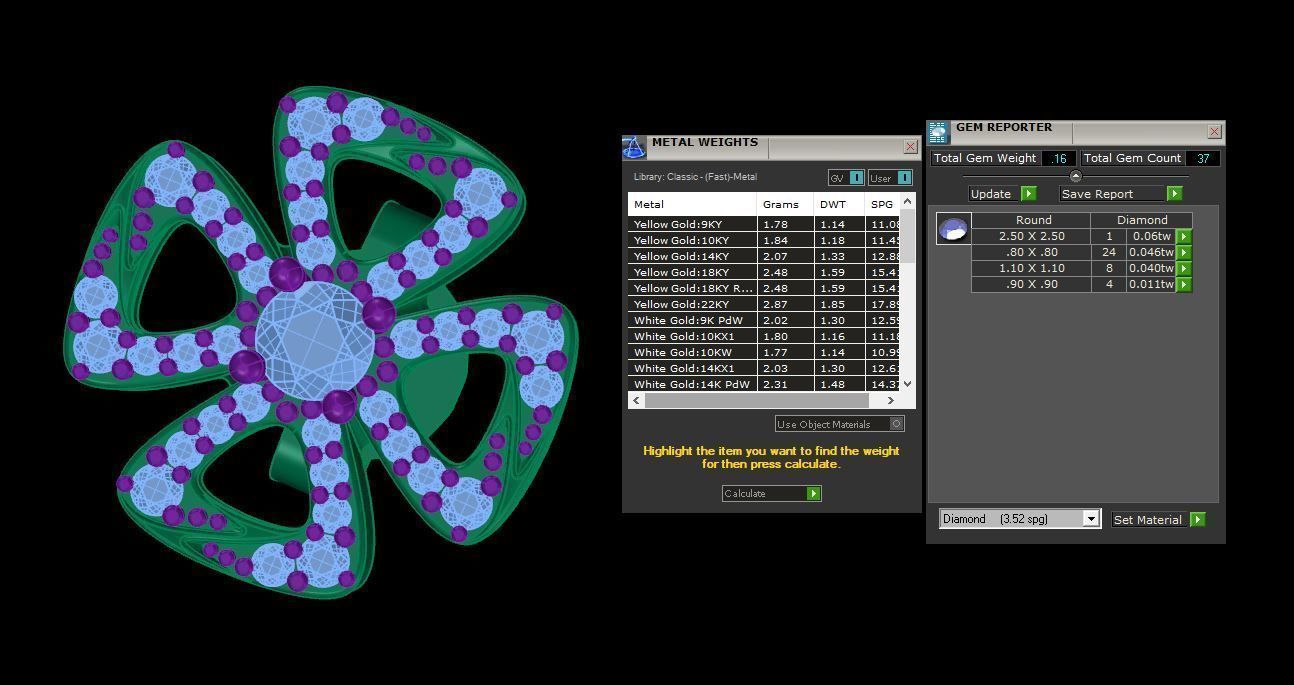 Earrings 9 pair of gold stud with diamonds 3D print model_8