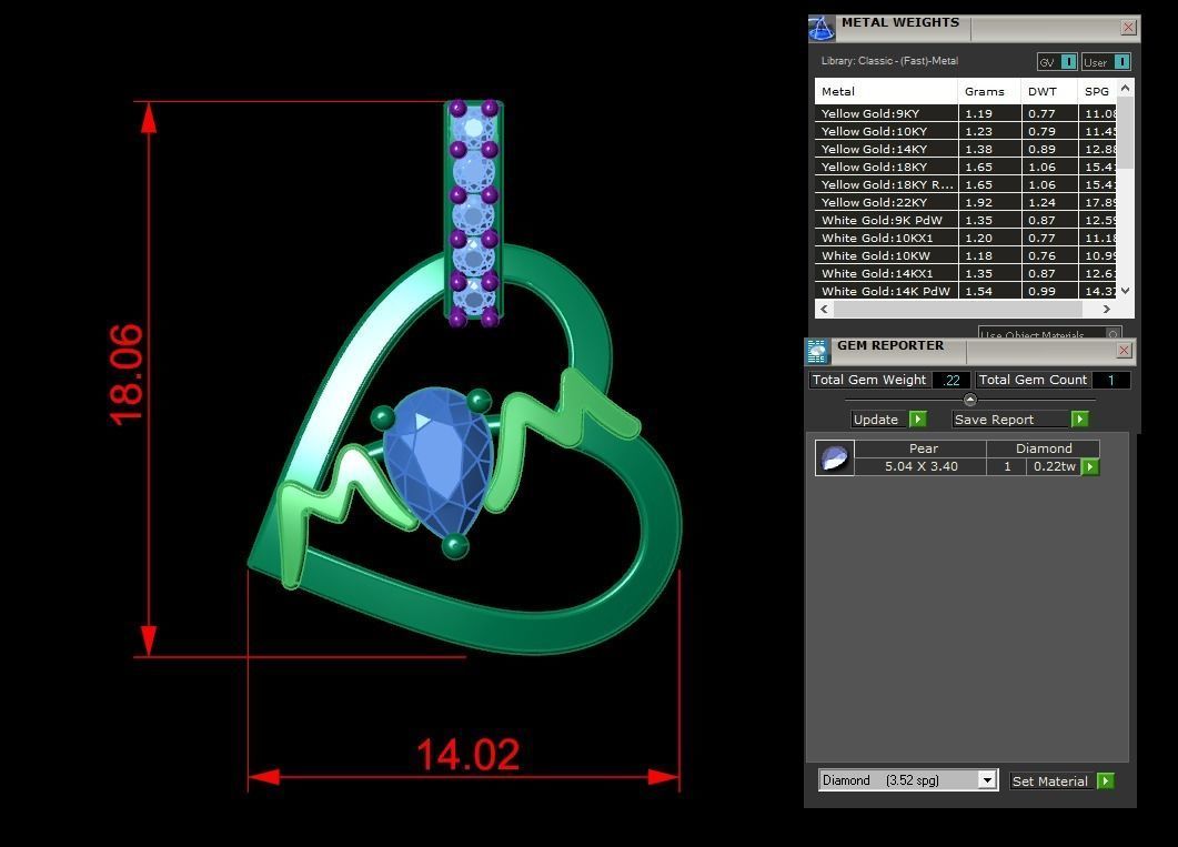 Jewelry Heart Pendant 3D print model_3