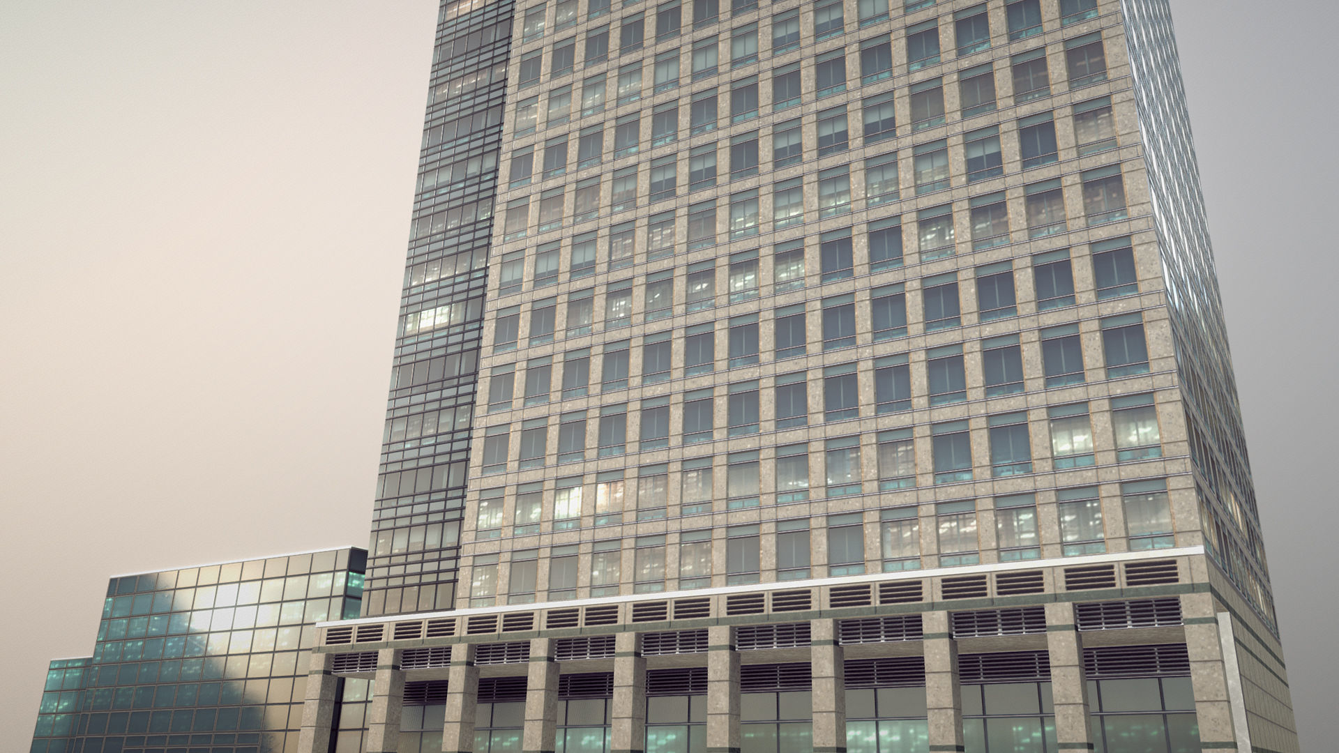 London 40 Bank Street Low-poly 3D model_13