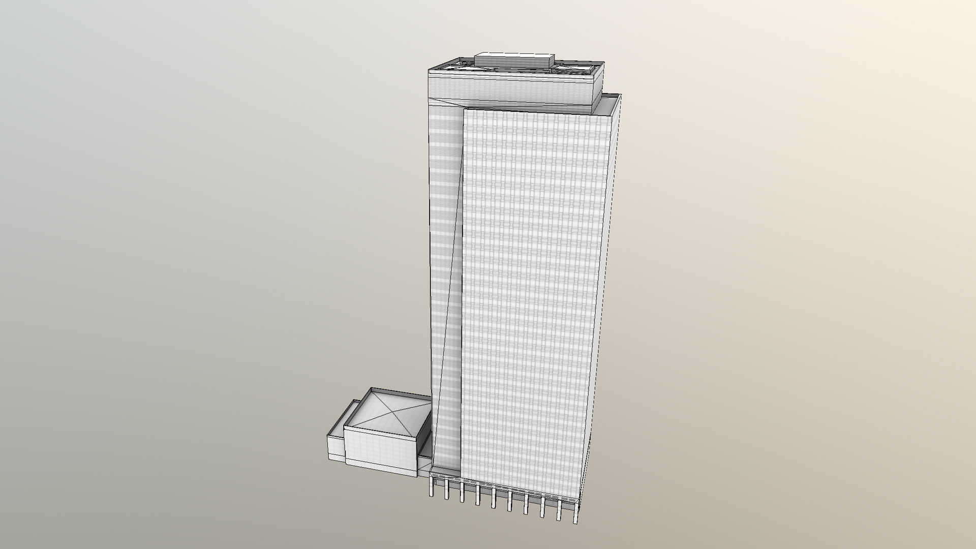 London 40 Bank Street Low-poly 3D model_24