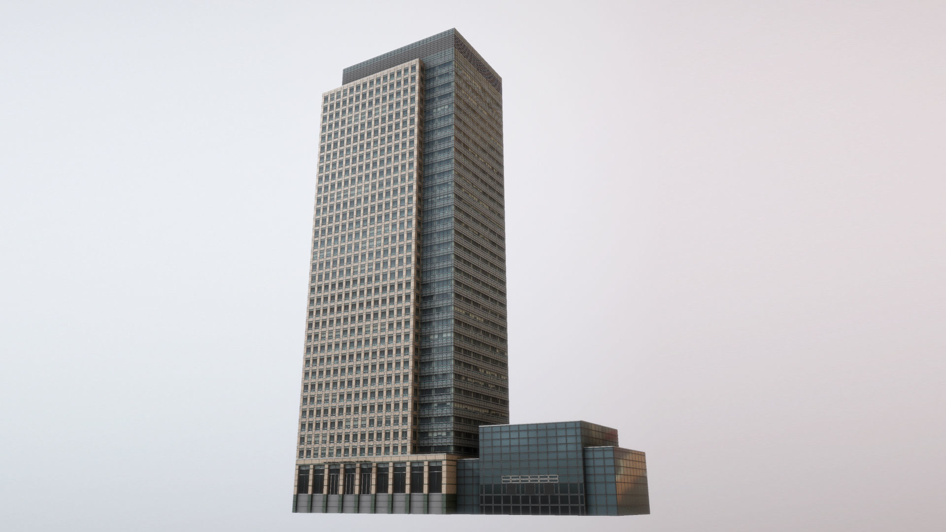 London 40 Bank Street Low-poly 3D model_16