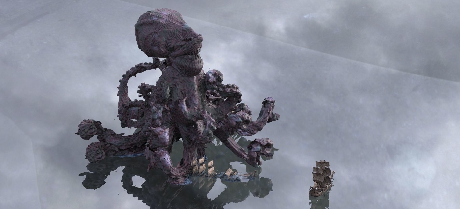 Cthulhu Giant Kraken Model Kit bash stylized 3D model_1