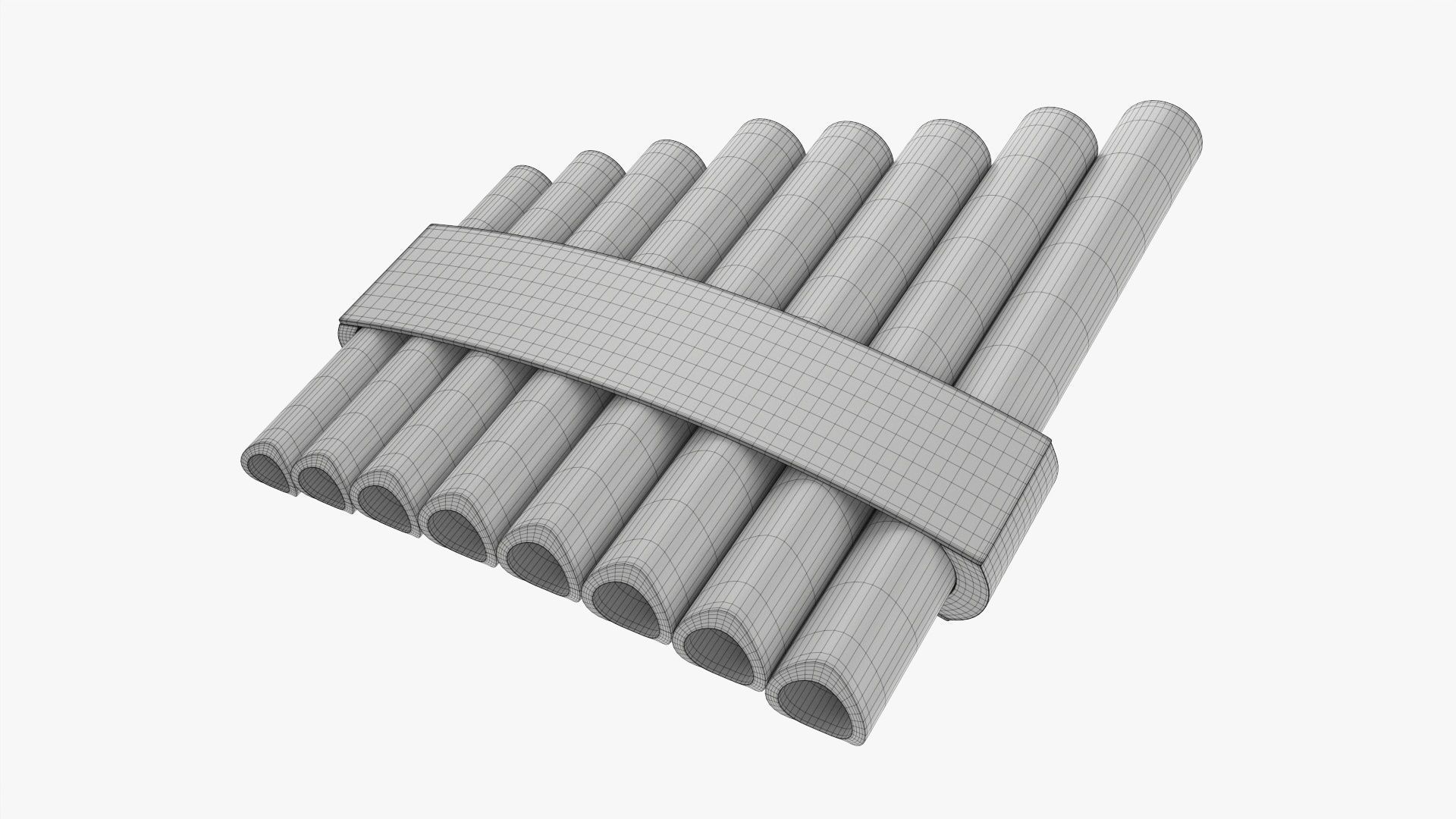 Pan flute 8-pipe 3D model_6