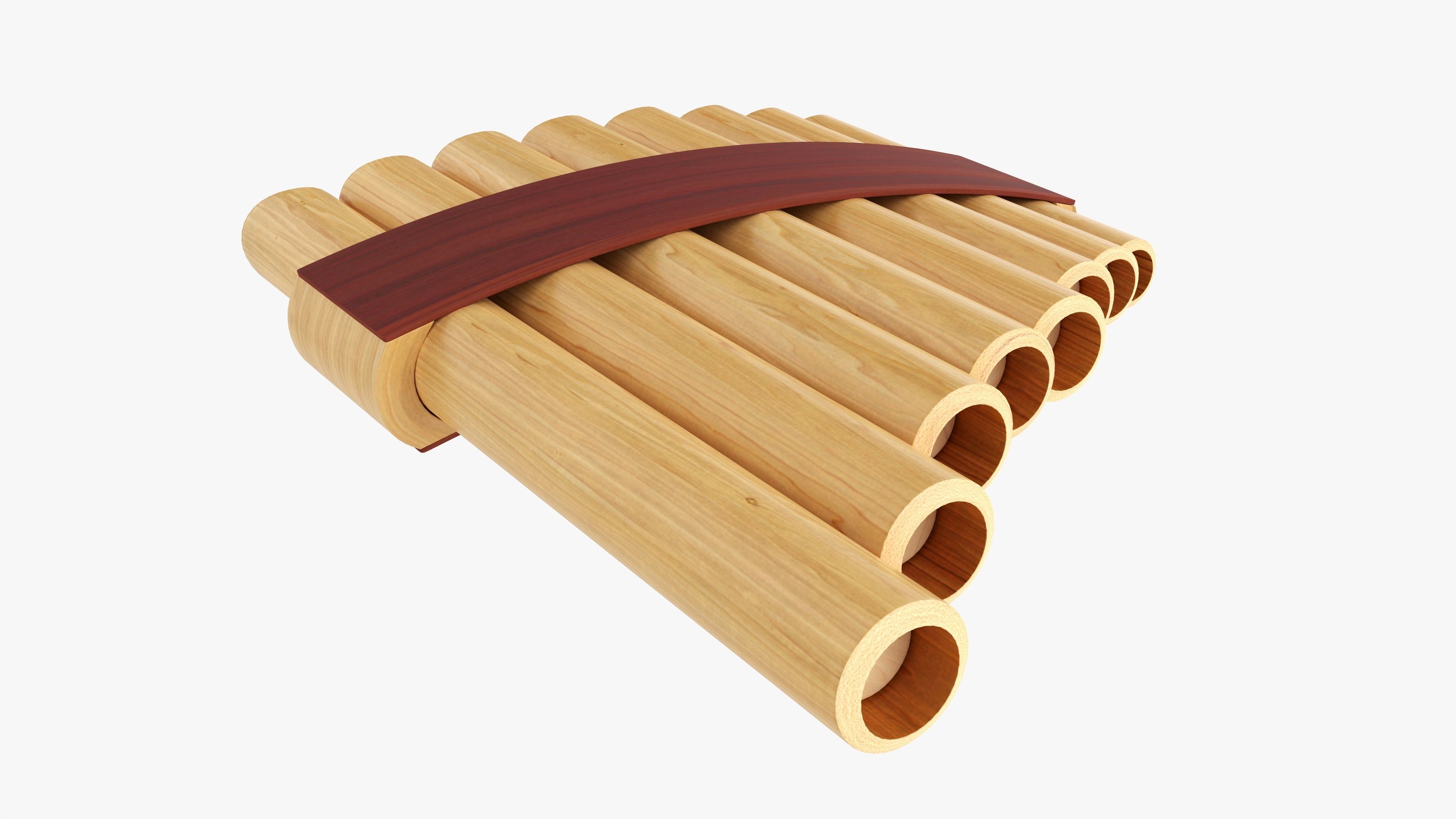 Pan flute 8-pipe 3D model_1