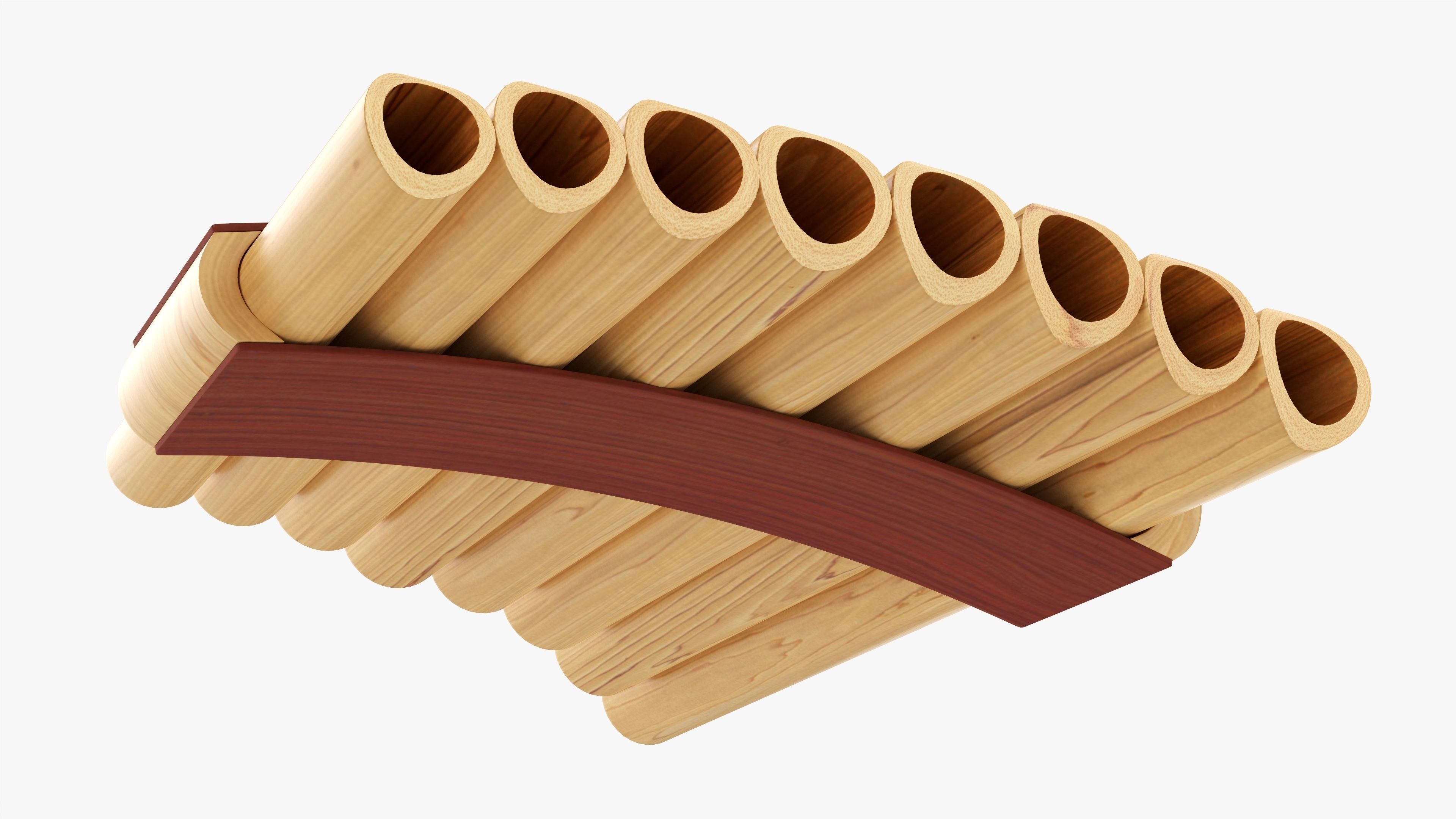 Pan flute 8-pipe 3D model_2