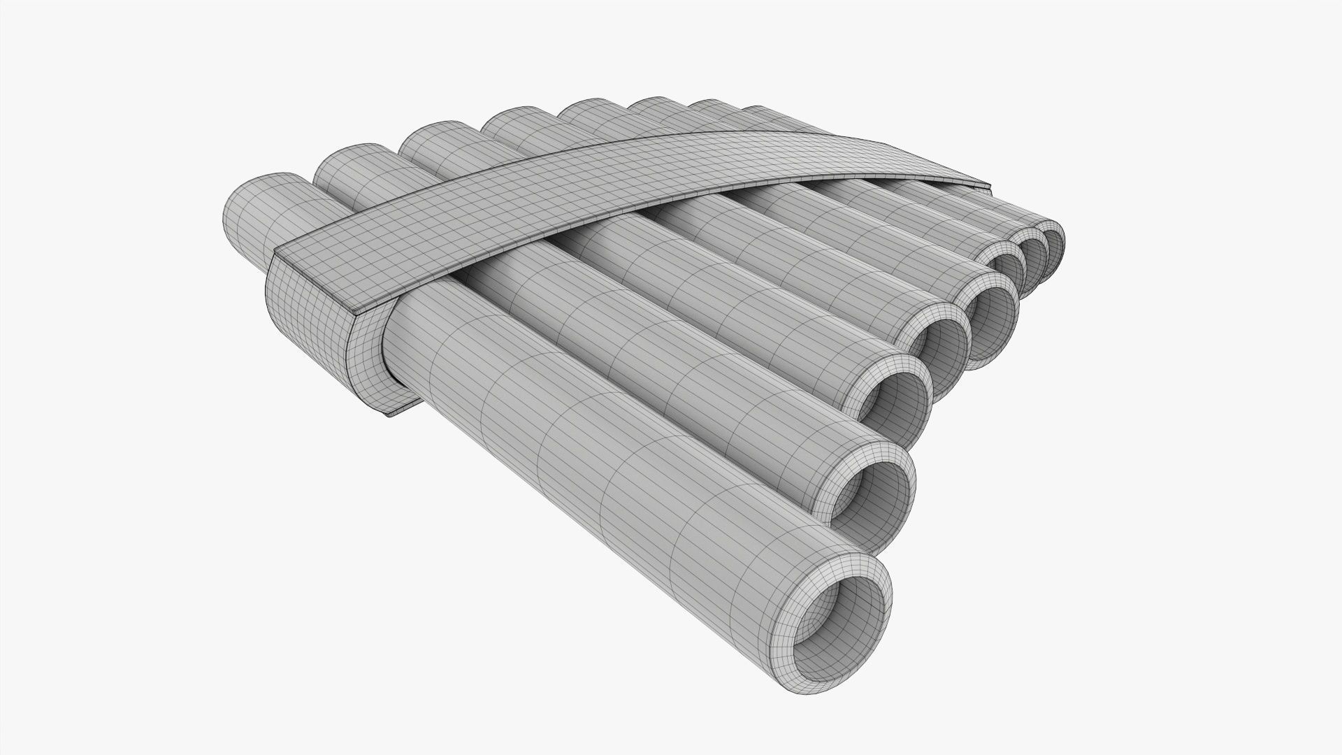 Pan flute 8-pipe 3D model_7