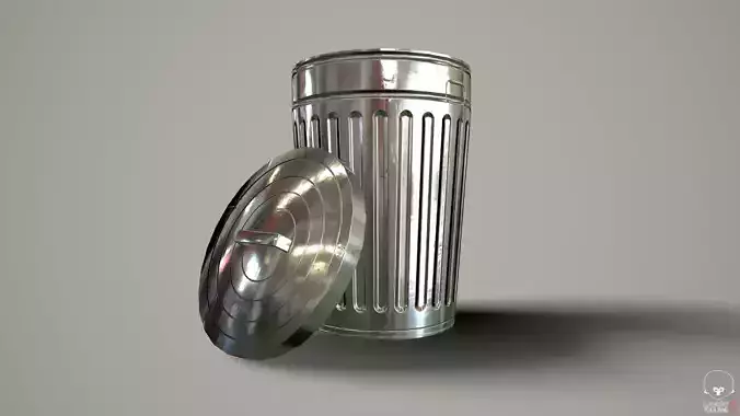 Trash Can 1 - Can and Cover Low-poly 3D model