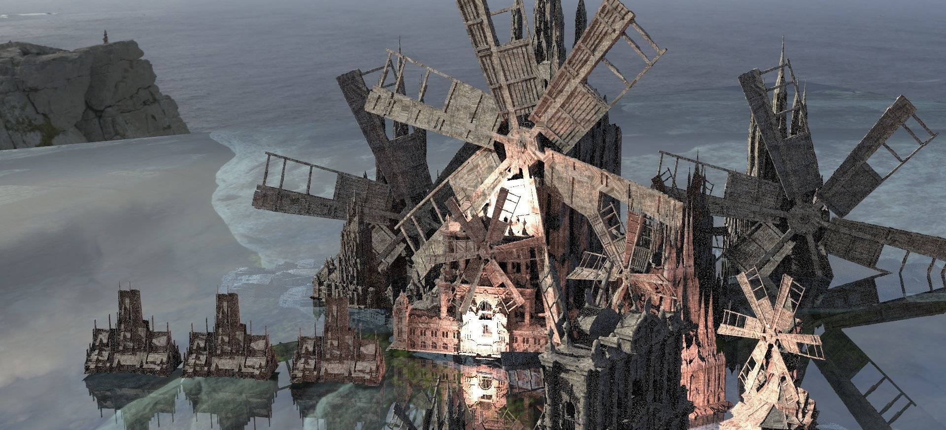 Cthulhu Windmill Horror Town with Cthulhu Monster Kit bash 3D model_15