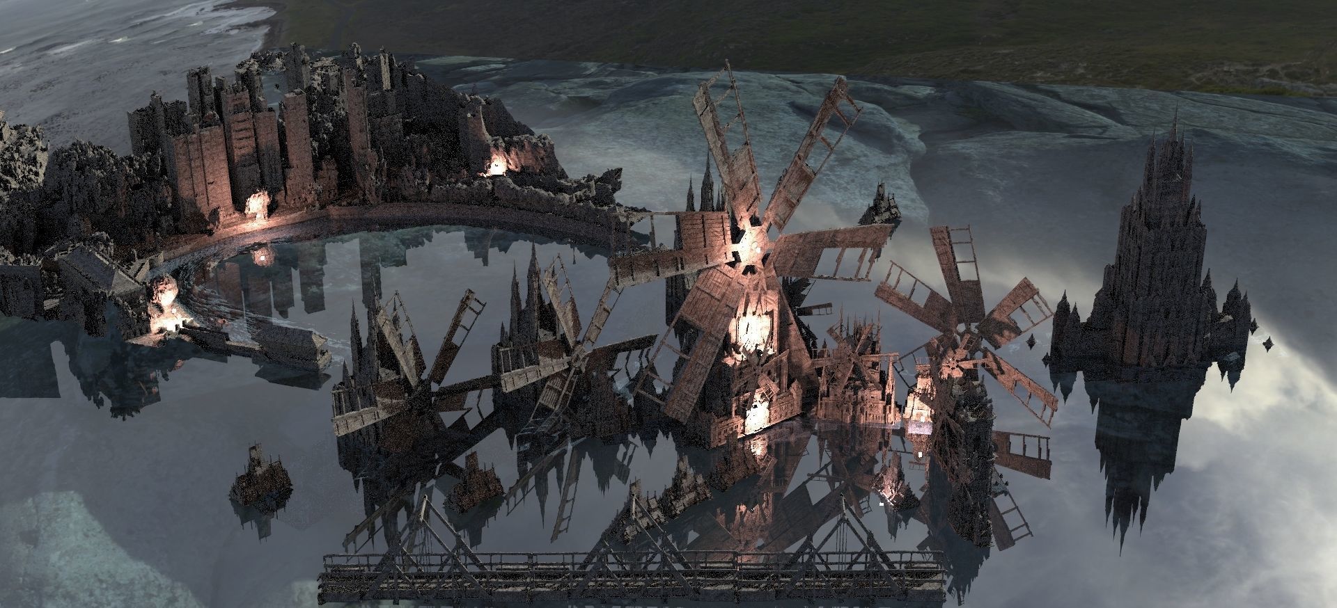 Cthulhu Windmill Horror Town with Cthulhu Monster Kit bash 3D model_20