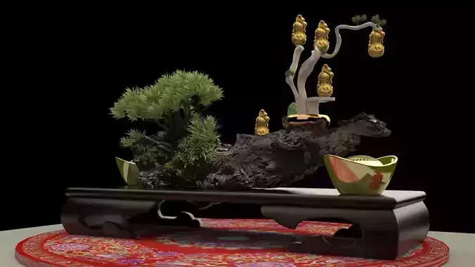 Chinese gold Ingot and gourd 